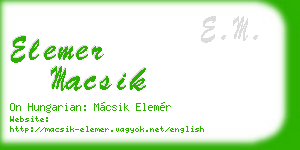 elemer macsik business card